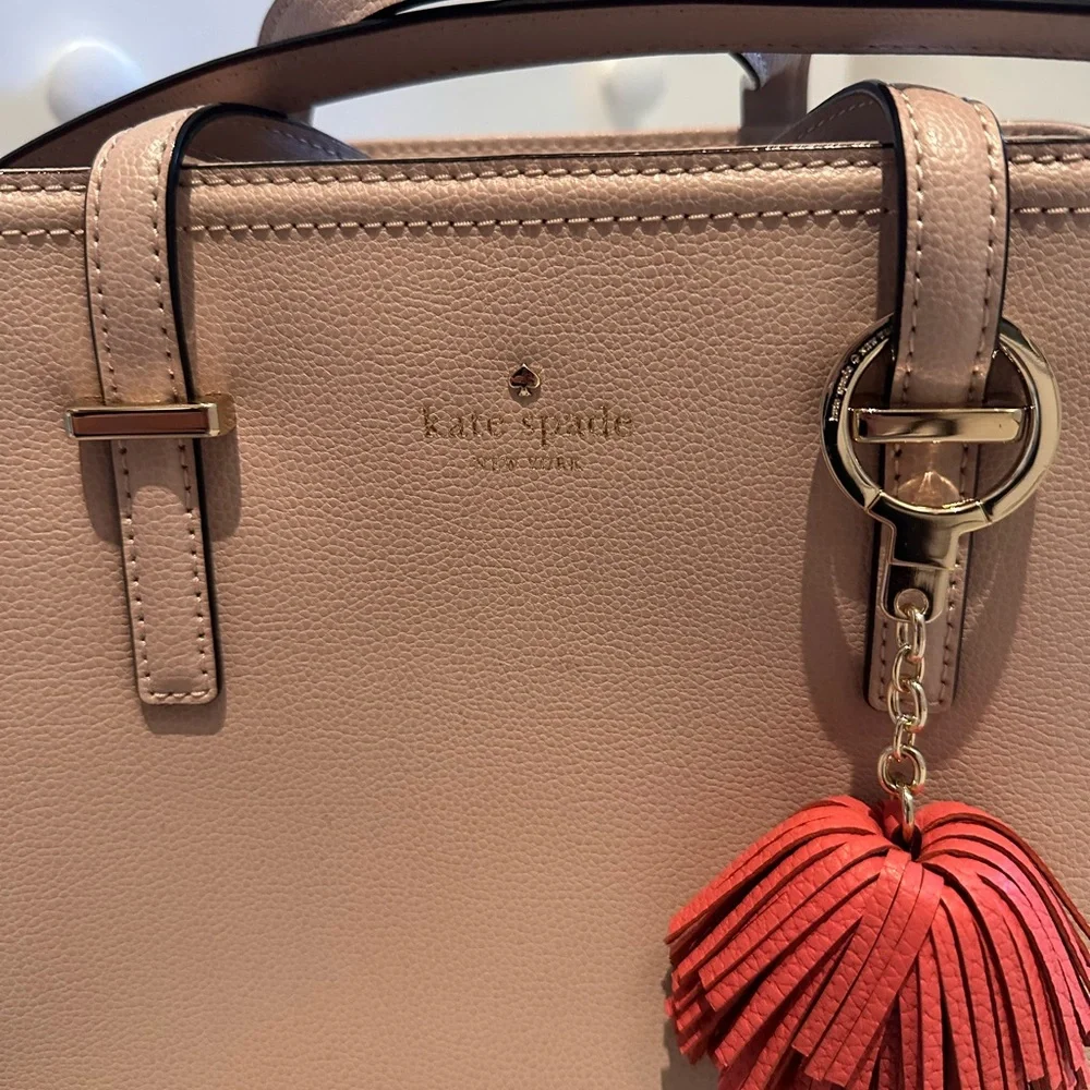 kate spade Blush Pink Leather Satchel with Red Tassel Charm - Picture 2 of 10